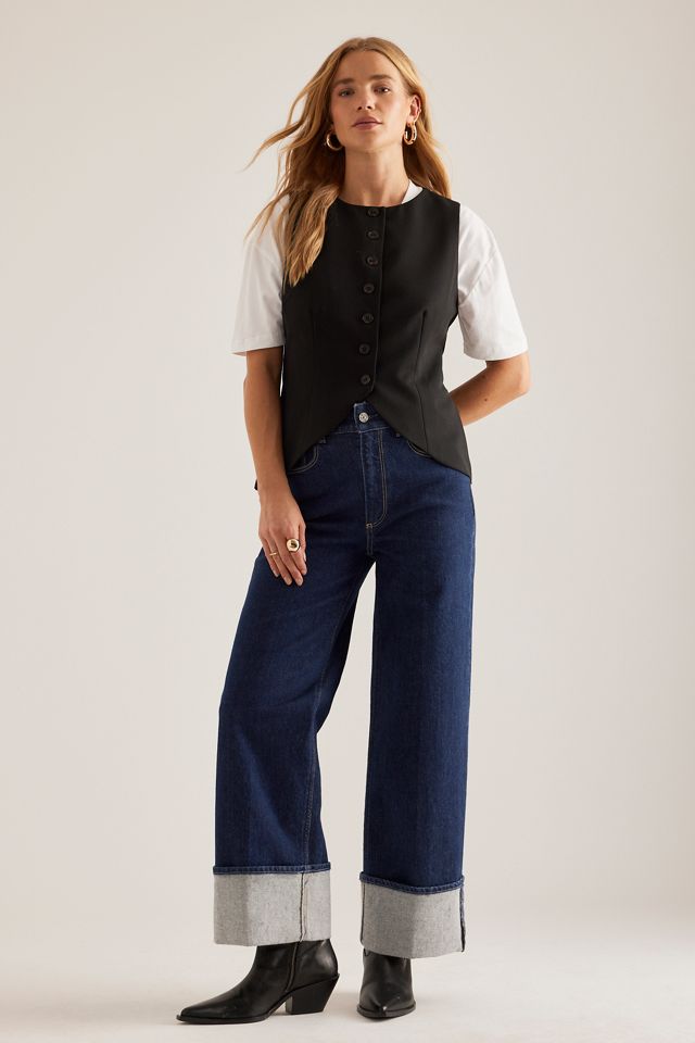 Jeans PAIGE Sasha a Vita Alta con Gamba Dritta e Polsino Largo #4