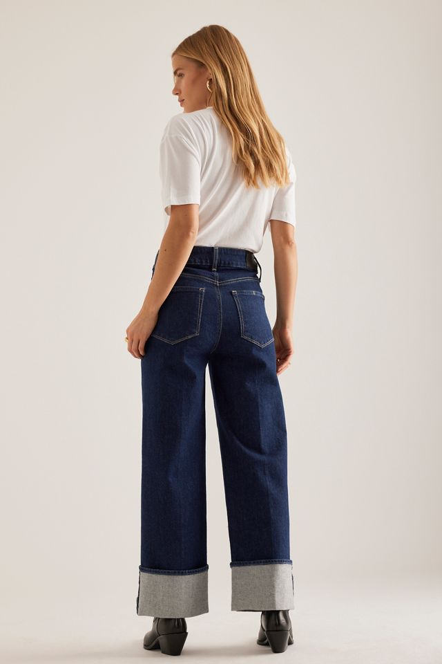 Jeans PAIGE Sasha a Vita Alta con Gamba Dritta e Polsino Largo #1