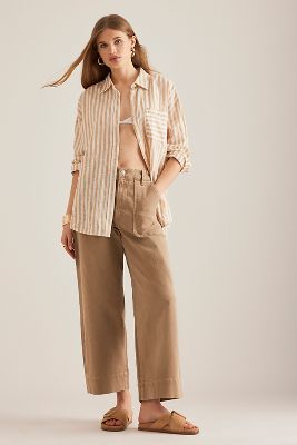 Jeans Cameron Coupe Droite à la Cheville en Beige, taille: 28 chez Anthropologie - PAIGE - Modalova