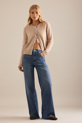 PAIGE Anessa Raw Hem Wide-Leg Jeans