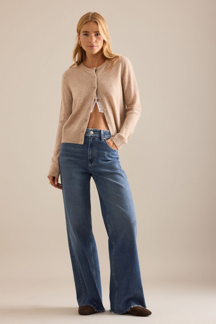 PAIGE Anessa Raw Hem Wide-Leg Jeans