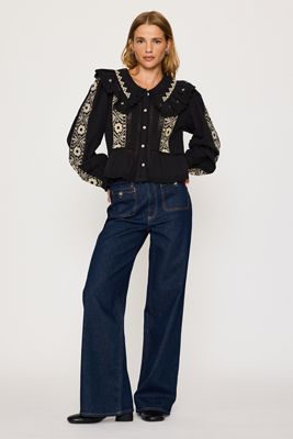 PAIGE Anessa Patch Pocket Wide-Leg Jeans