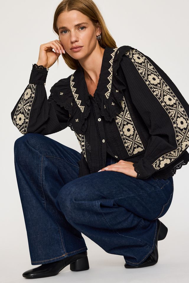 PAIGE Anessa Jeans mit weitem Bein und aufgesetzten Taschen #2