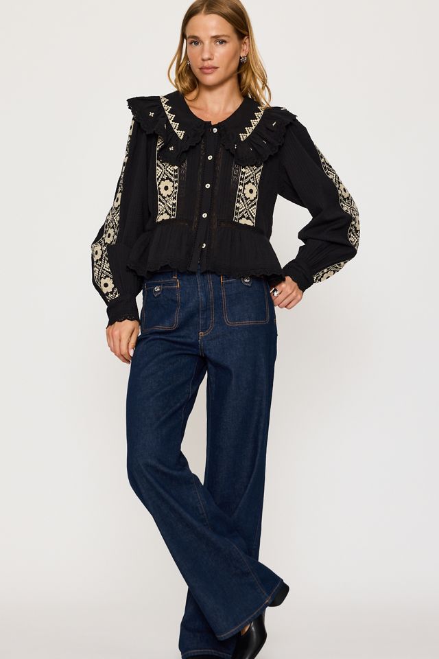 PAIGE Anessa Jeans mit weitem Bein und aufgesetzten Taschen #3