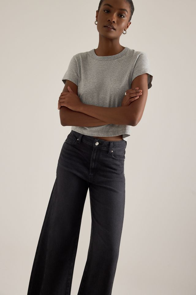 Jeans PAIGE Anessa a Gamba Larga Corti con Pannello Intrecciato #2