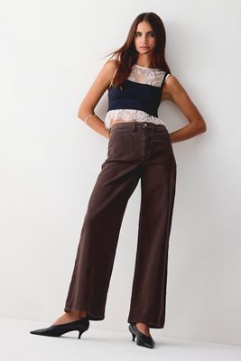PAIGE Anessa Front Yoke Wide-Leg Jeans