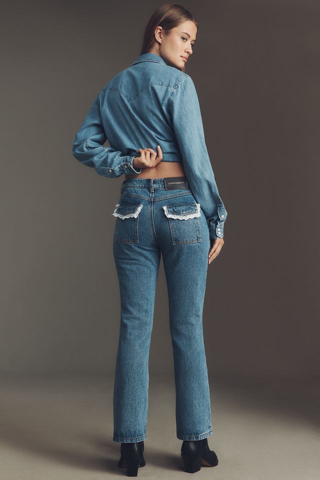 Cynthia Rowley Baby Doll High-Rise Crop Flare Jeans #2