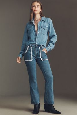 Cynthia Rowley Baby Doll High-Rise Crop Flare Jeans