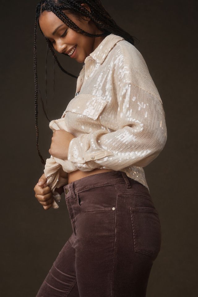 The Yaya Mid-Rise Corduroy Crop Flare Jeans by Pilcro #8