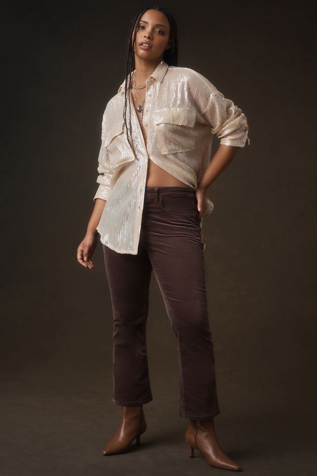 The Yaya Mid-Rise Corduroy Crop Flare Jeans by Pilcro #5