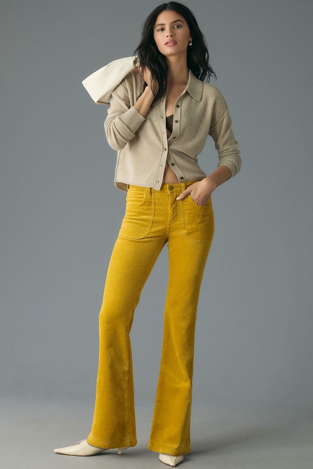 Bohemian Corduroy Button Front Flare Pants