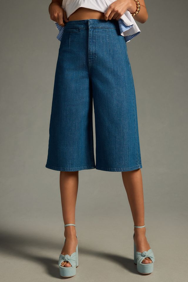 Pilcro Creased High-Rise Denim Culottes #1