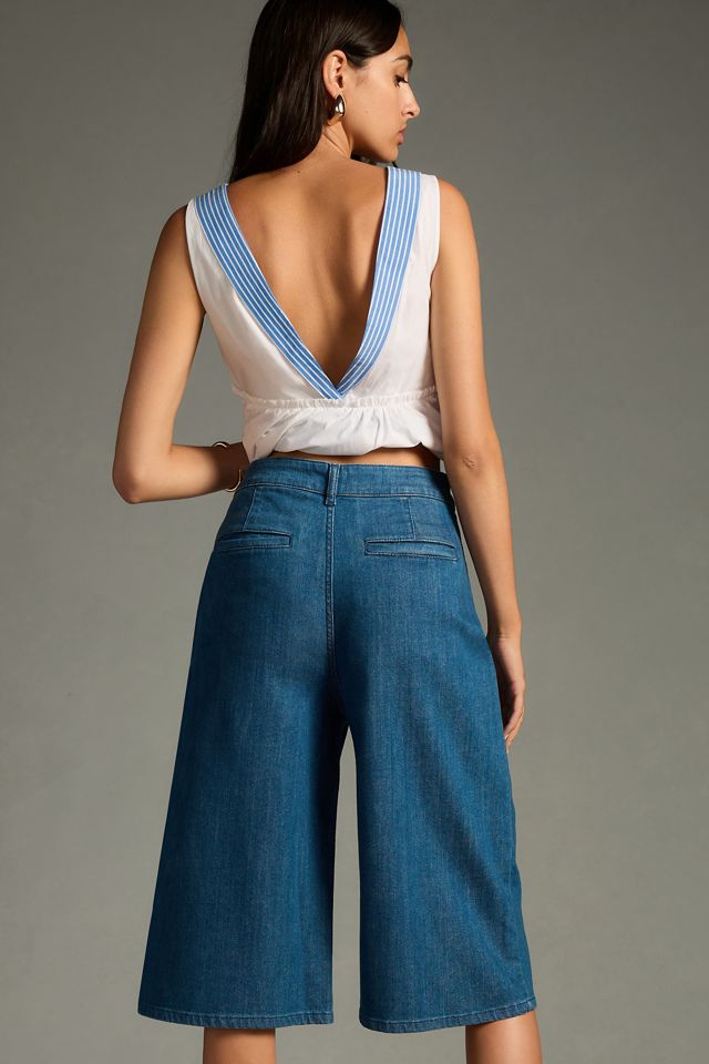 Pilcro Creased High-Rise Denim Culottes #2