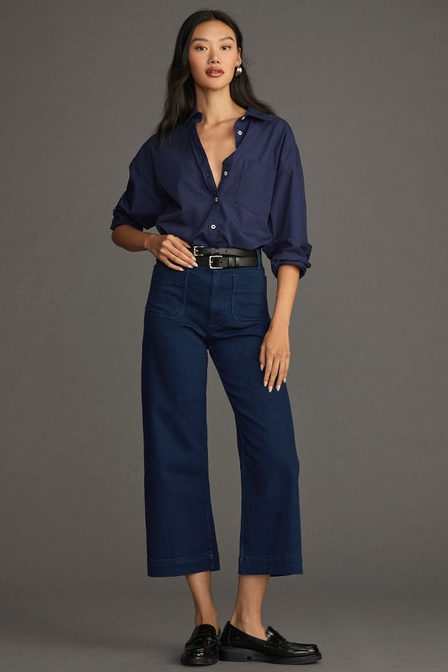 The Colette Denim Cropped Wide-Leg Jeans by Maeve | Anthropologie