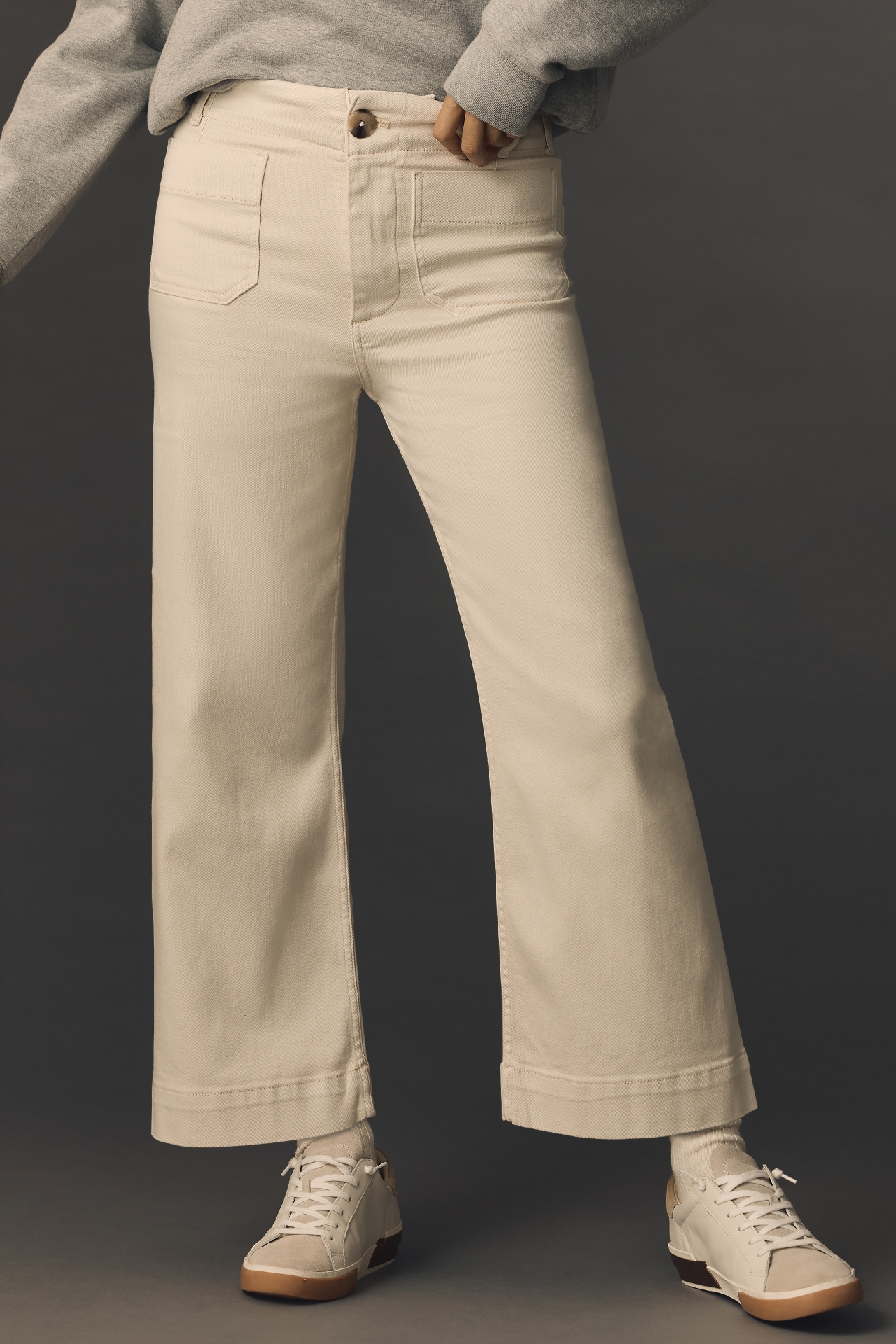 The Colette Denim Cropped Wide-Leg Jeans by Maeve