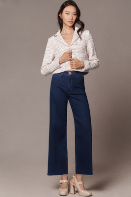 The Colette Denim Cropped Wide-Leg Jeans by Maeve