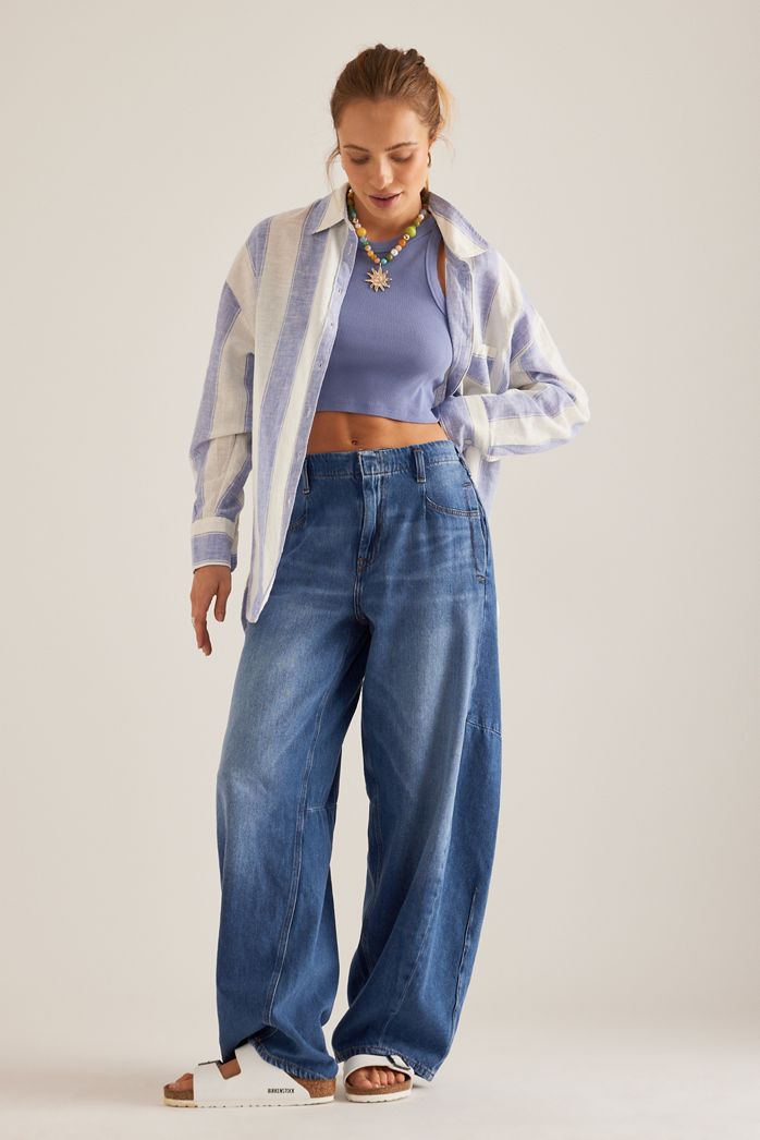 Pilcro Tapered Full Length Barrel Jeans
