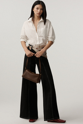 Maeve The Delaney Clean-seamed High-rise Wide-leg Jeans By  In Black