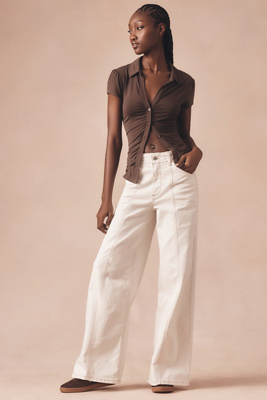 The Delaney Clean-Seamed High-Rise Wide-Leg Jeans by Maeve