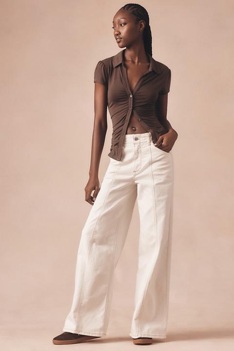The Delaney Clean-Seamed High-Rise Wide-Leg Jeans by Maeve
