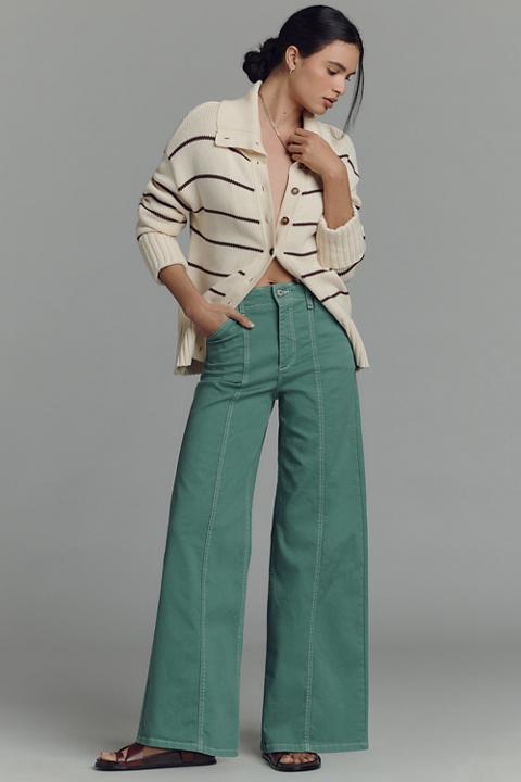 The Delaney Clean-Seamed High-Rise Wide-Leg Jeans by Maeve