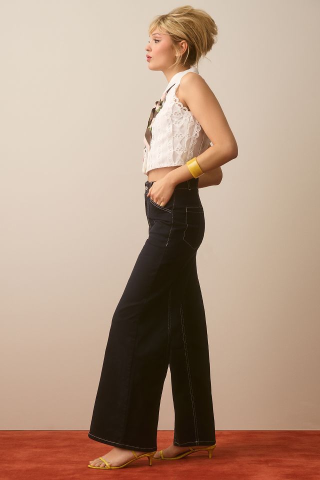 The Delaney Clean-Seamed High-Rise Wide-Leg Jeans by Maeve