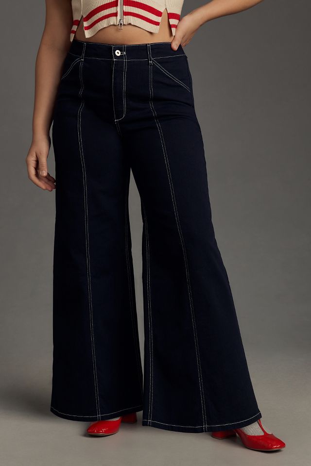 The Delaney Clean-Seamed High-Rise Wide-Leg Jeans by Maeve