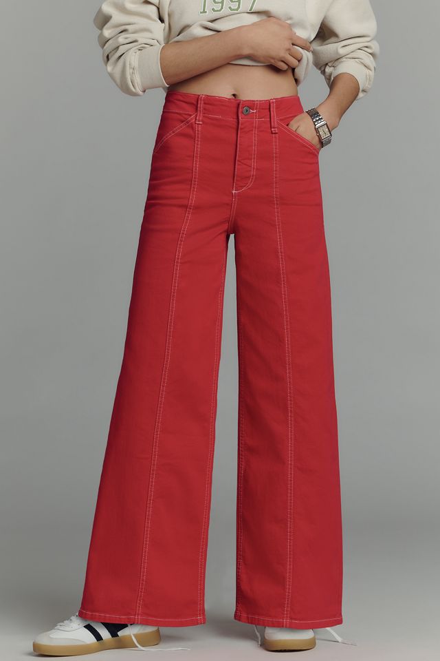 Jeans a Gamba Larga a Vita Alta con Cuciture Pulite Maeve #2