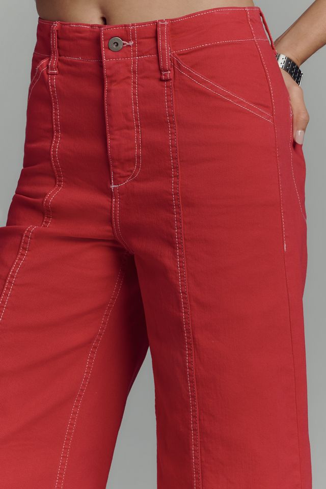Jeans a Gamba Larga a Vita Alta con Cuciture Pulite Maeve #3