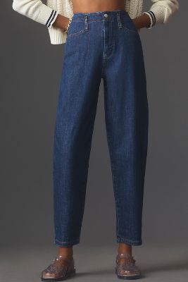 Shop Pilcro Mid-rise Tapered Jeans In Blue