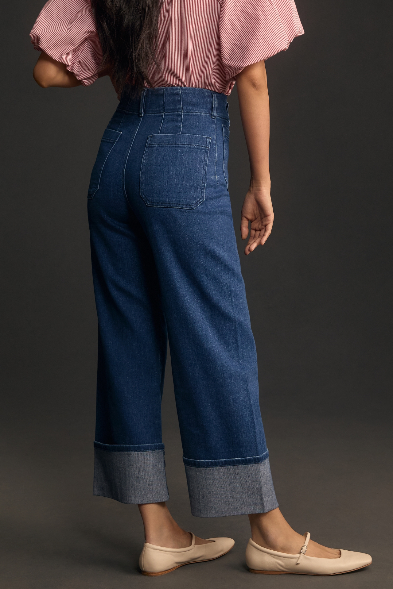 The Colette Cuffed High-Rise Wide-Leg Jeans by Maeve