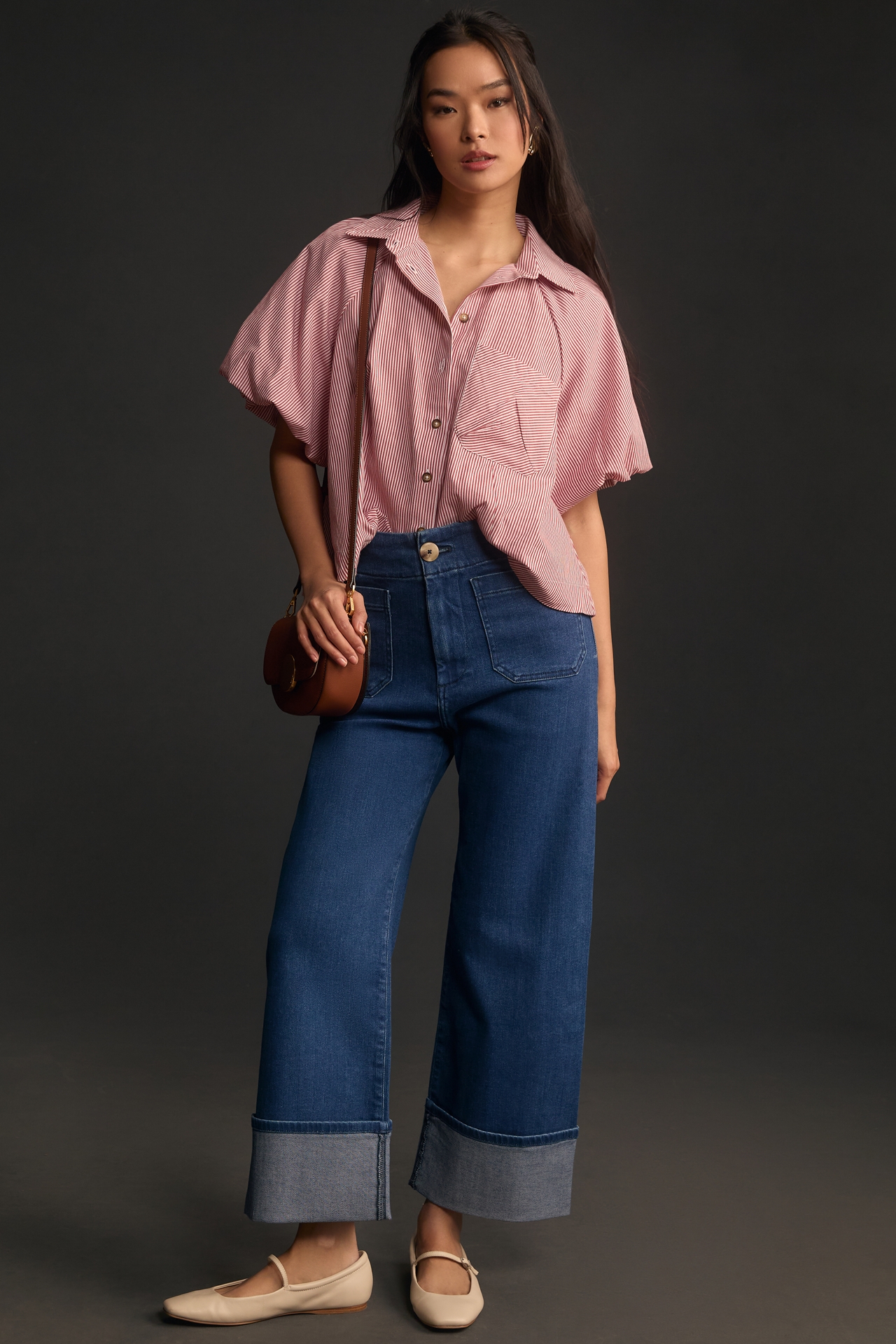 The Colette Cuffed High-Rise Wide-Leg Jeans by Maeve