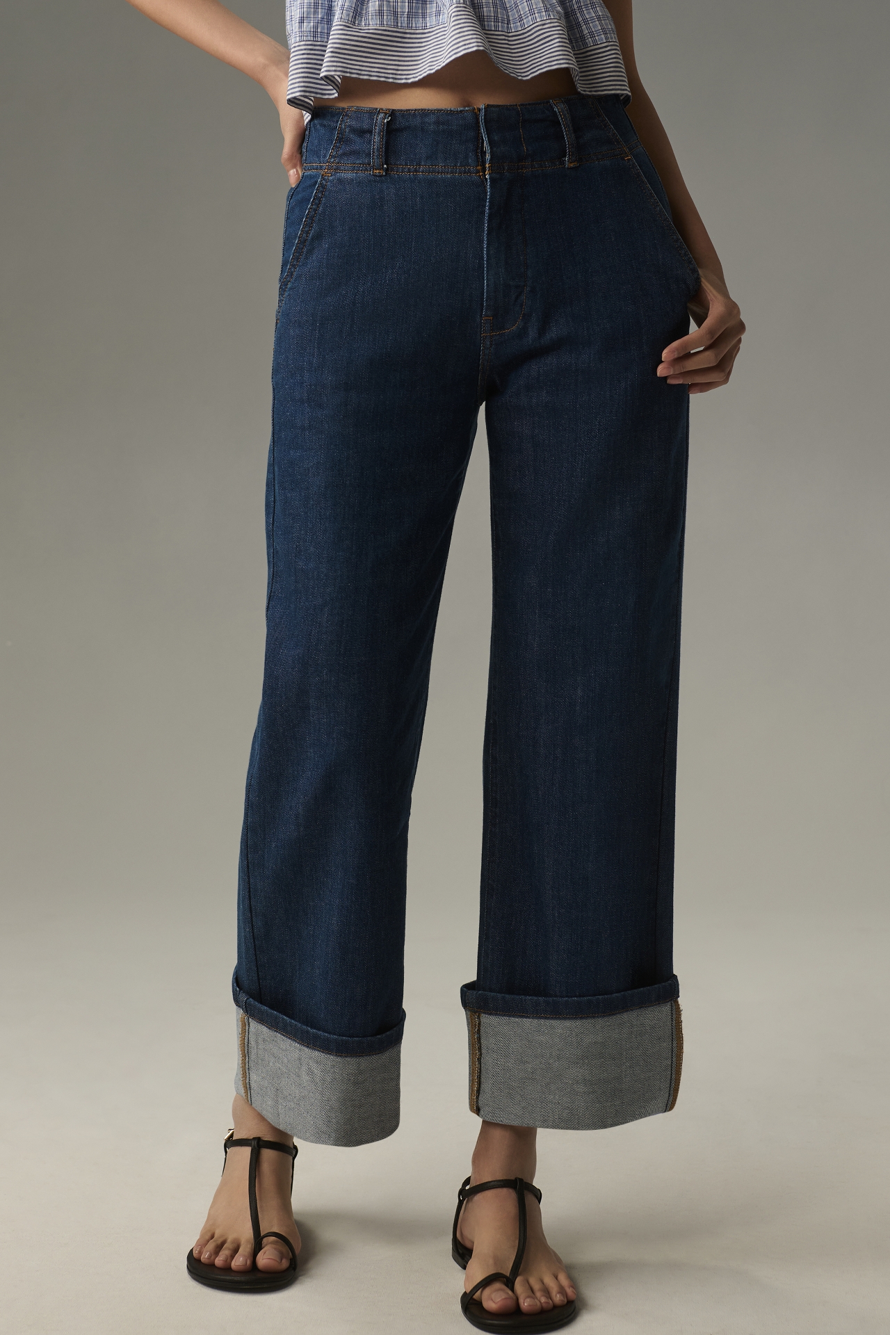 The Maisy Relaxed Cuff Mid-Rise Straight-Leg Jeans by Pilcro