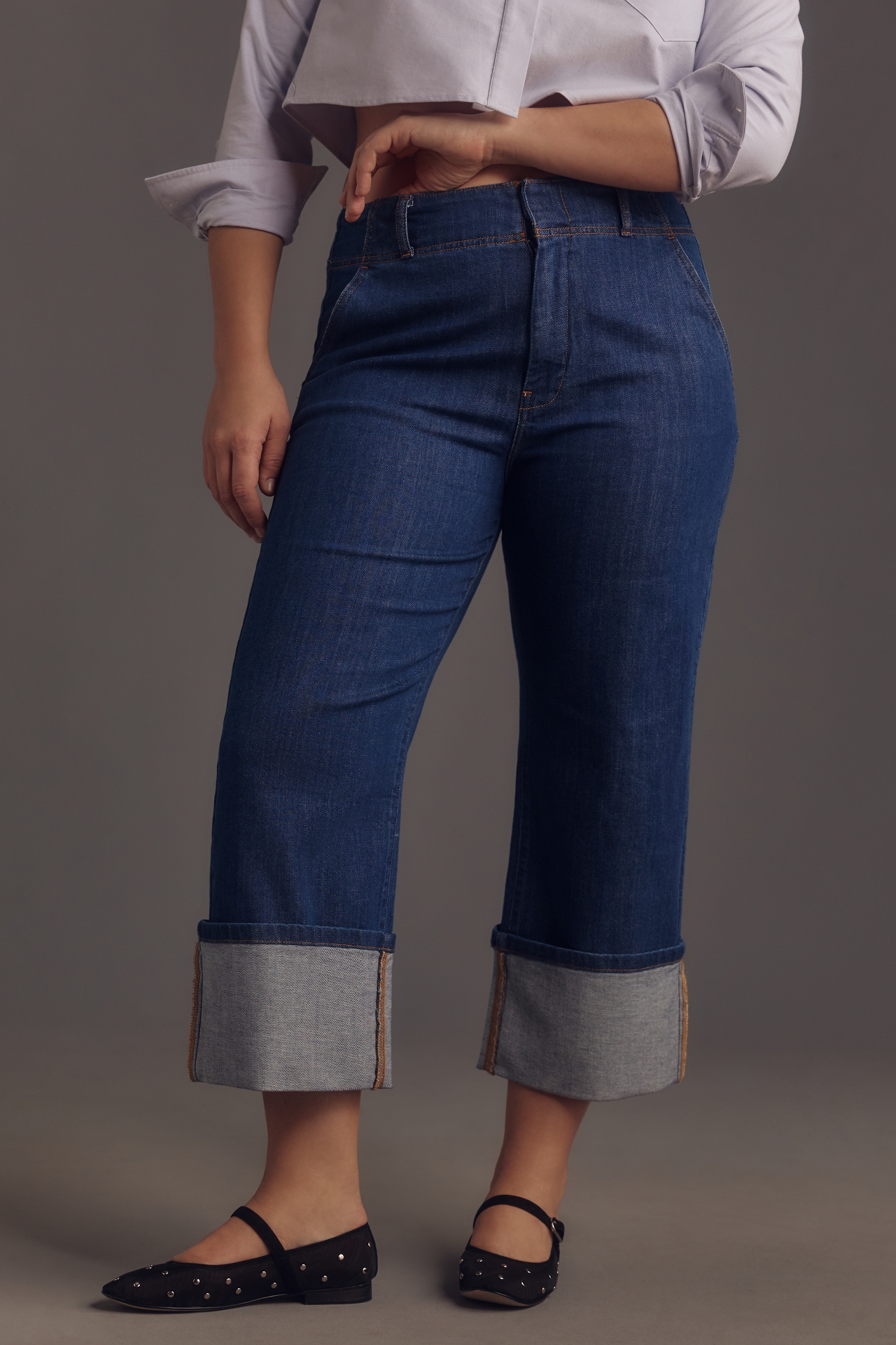 The Maisy Relaxed Cuff Mid-Rise Straight-Leg Jeans by Pilcro