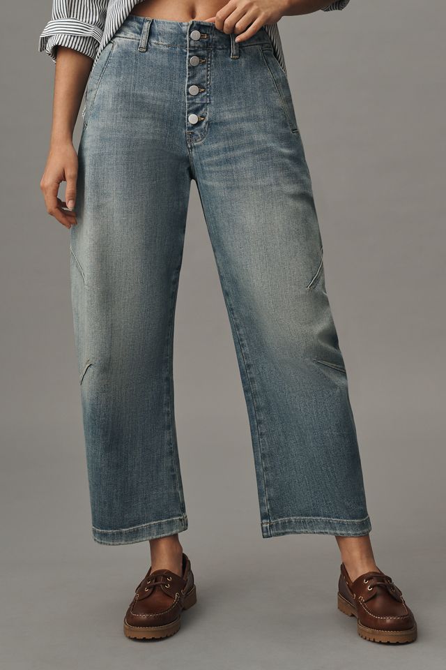 The Arin Mid-Rise Button-Front Barrel Pant by Pilcro #1