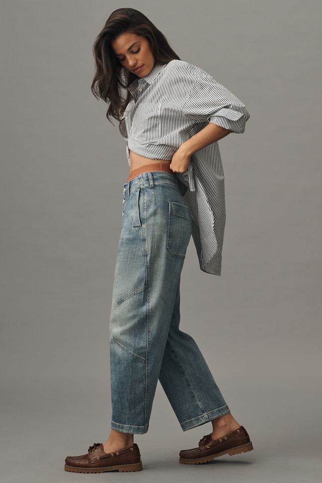 The Arin Mid-Rise Button-Front Barrel Pant by Pilcro #2