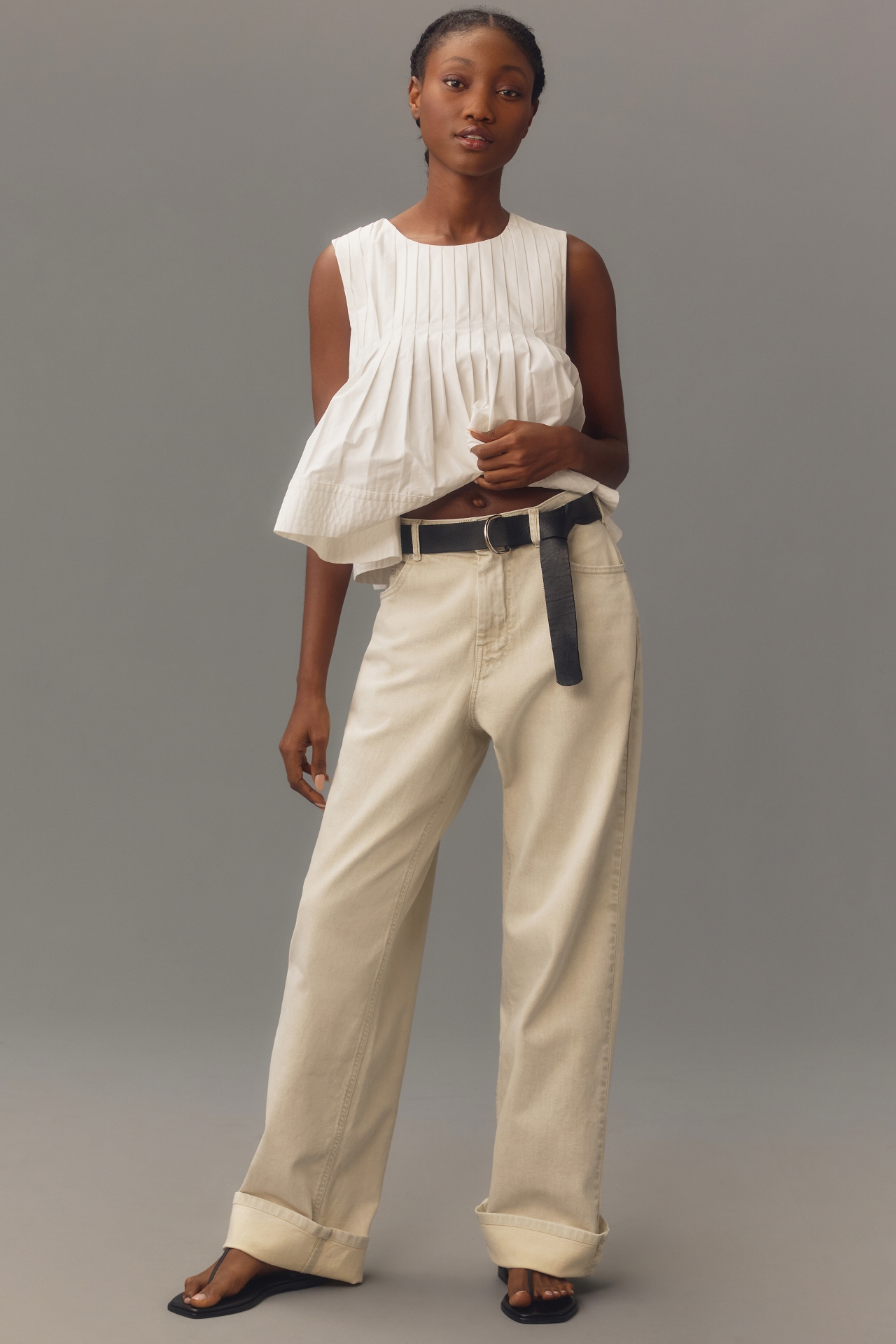 Pilcro Cuffed Oversized High-Rise Wide-Leg Jeans