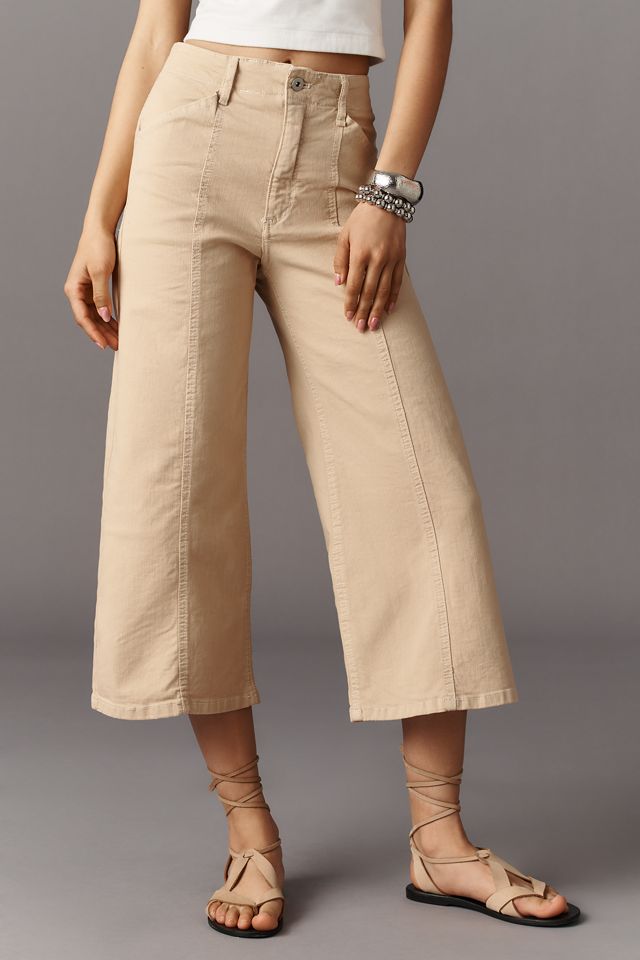 The Delaney Crop Clean-Seamed High-Rise Wide-Leg Jeans by Maeve #1