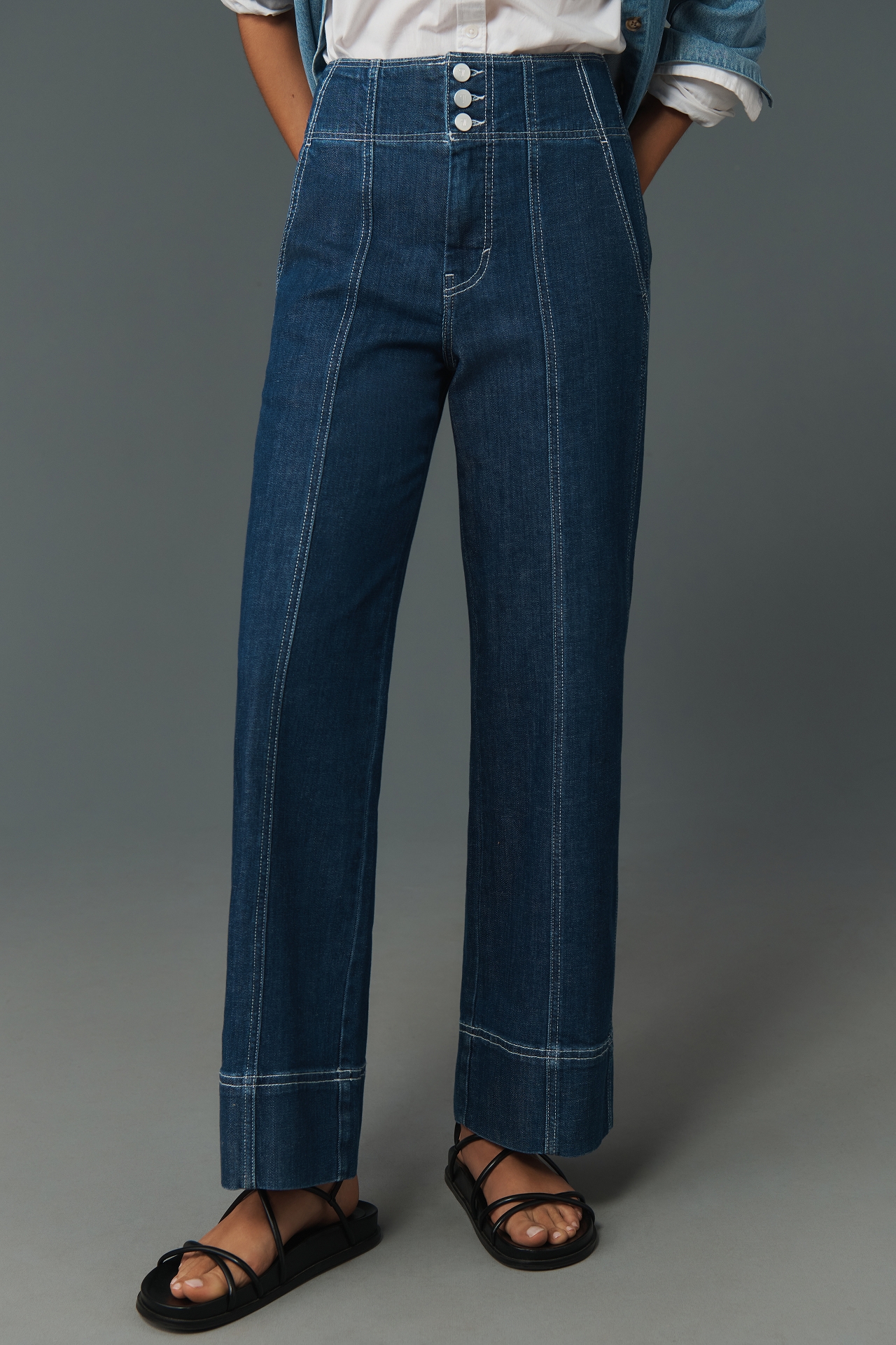 Pilcro Seamed High-Rise Flare Jeans