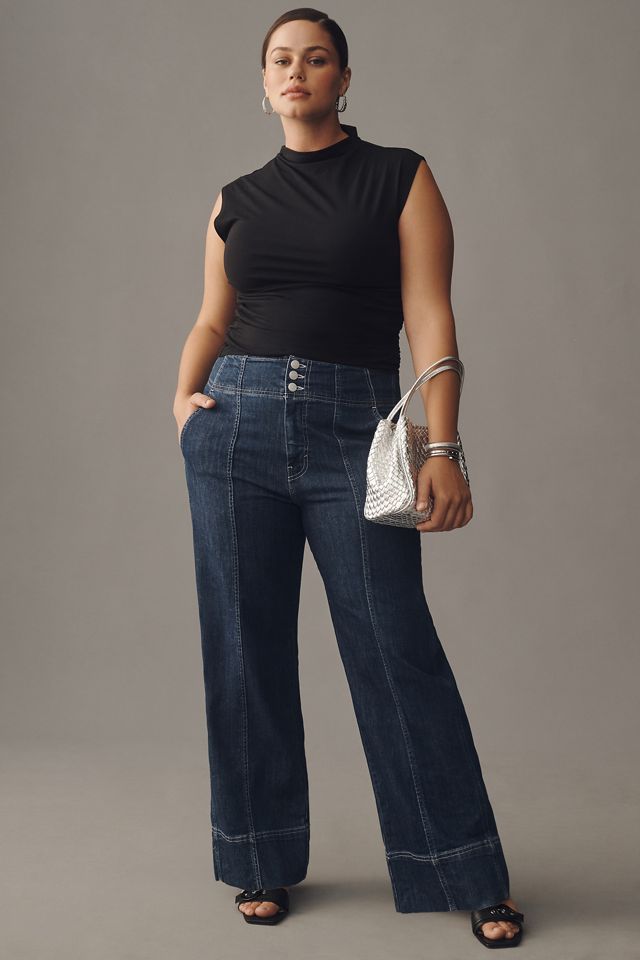 Pilcro Seamed High-Rise Flare Jeans #5