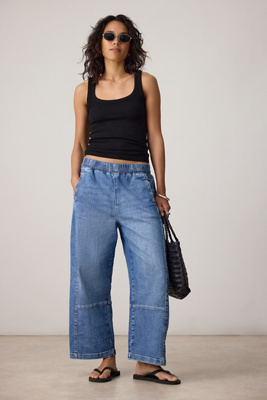 The Izzie Relaxed Pull-On Barrel Jeans by Pilcro