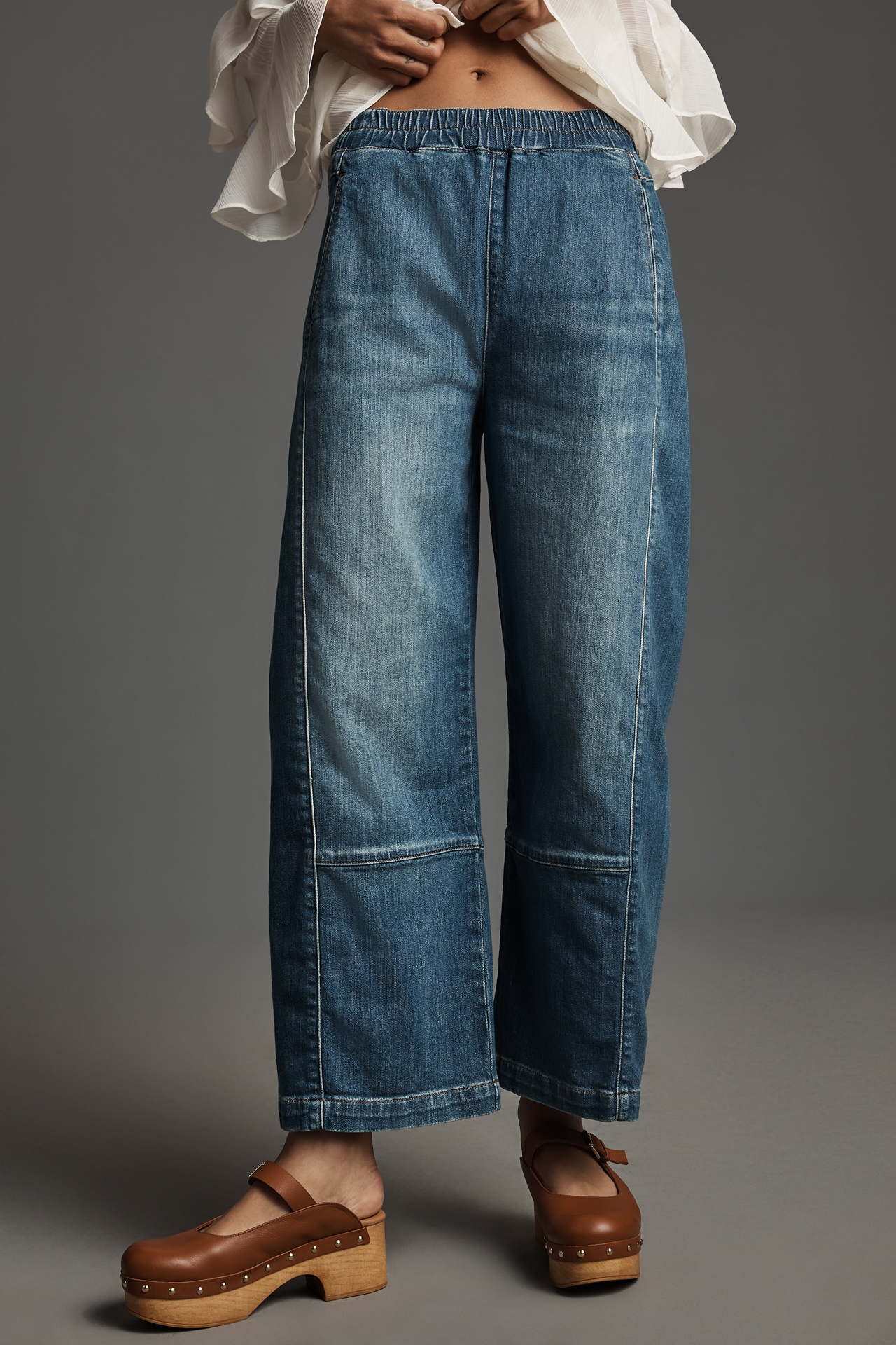 The Izzie Relaxed Pull-On Barrel Jeans by Pilcro
