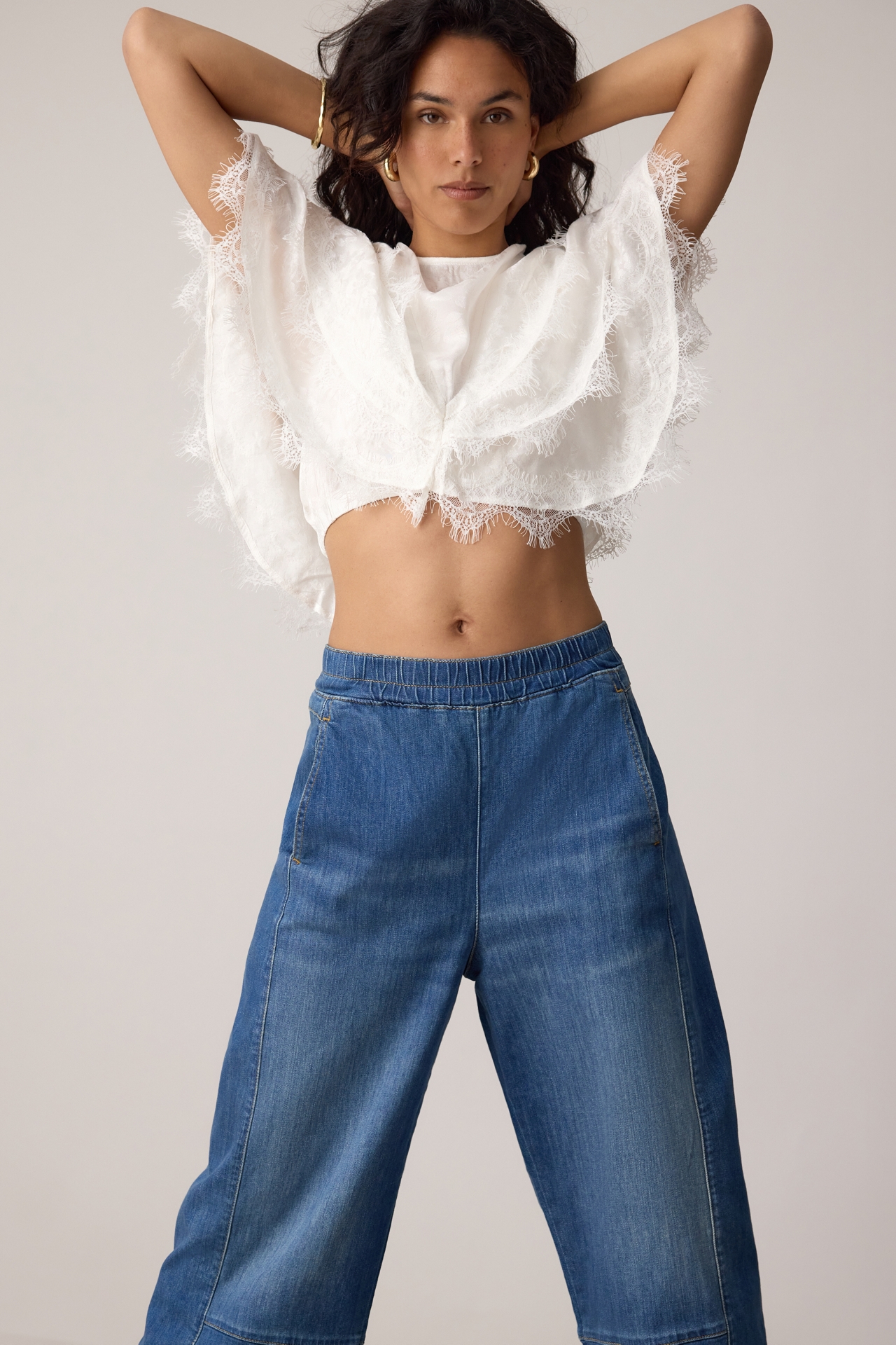 Izzie Relaxed Pull-On Barrel Jeans by Pilcro