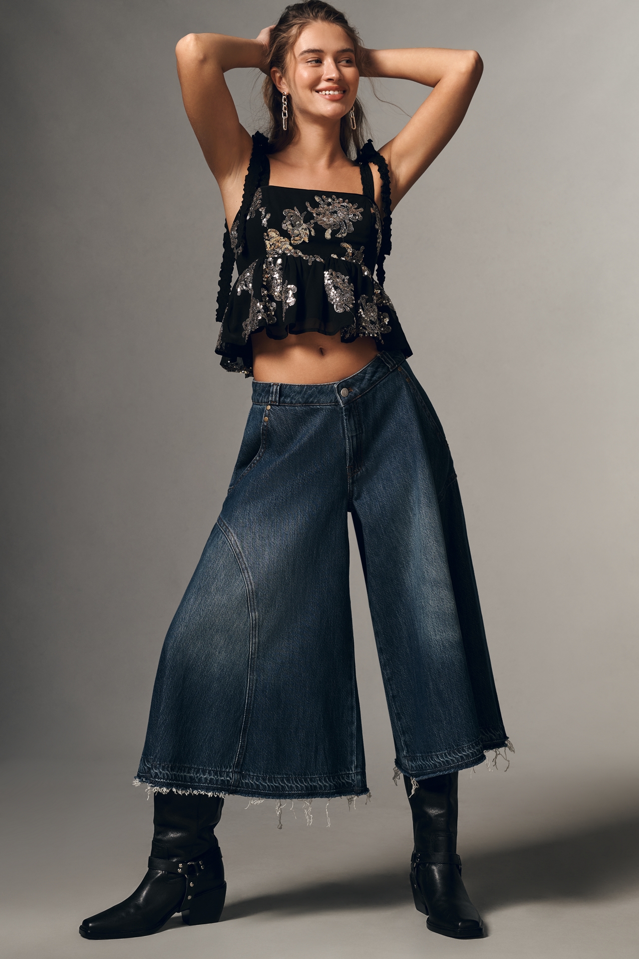 Pilcro Mid-Rise Culotte Jeans