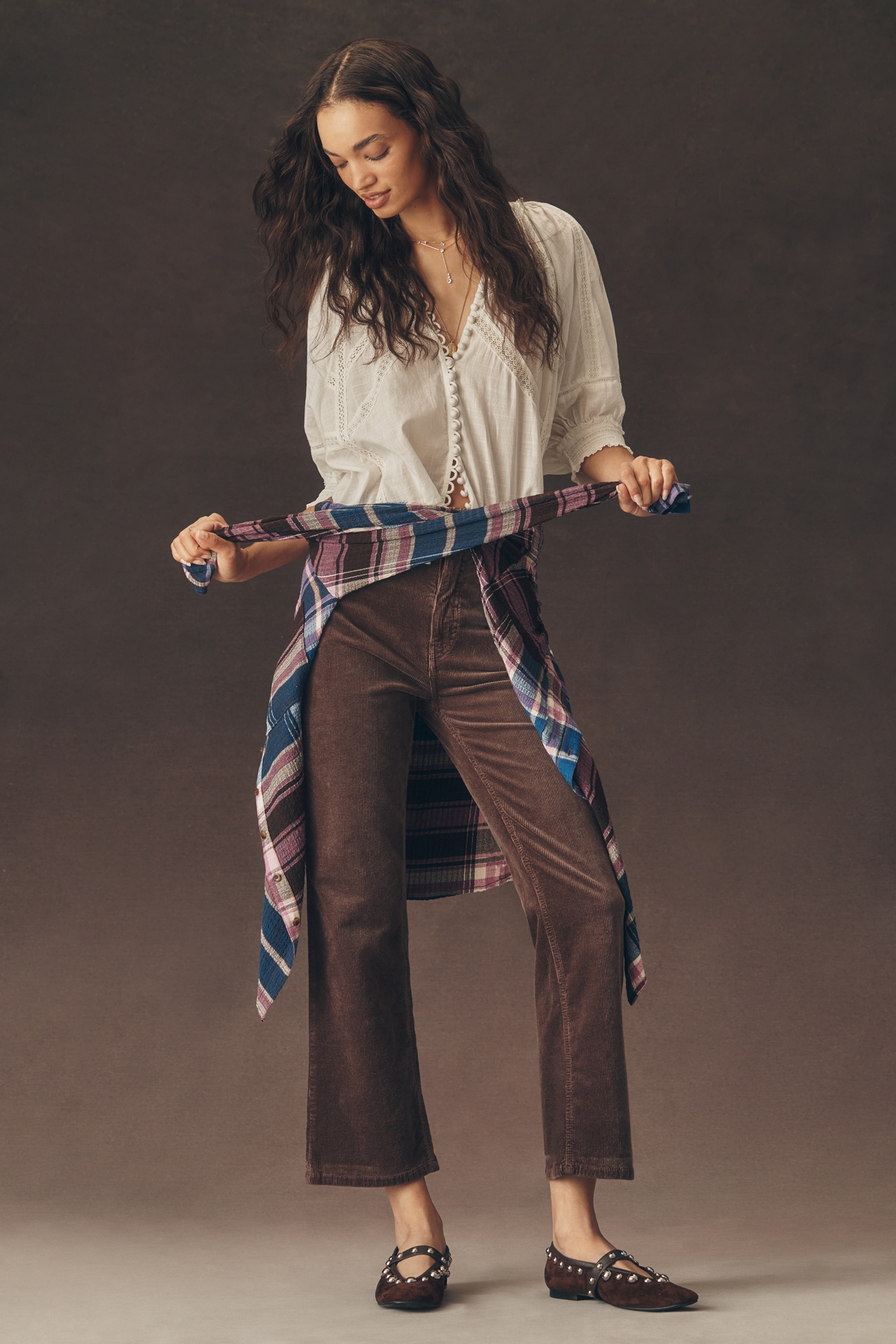 The Annie Corduroy High-Rise Straight-Leg Jeans by Pilcro