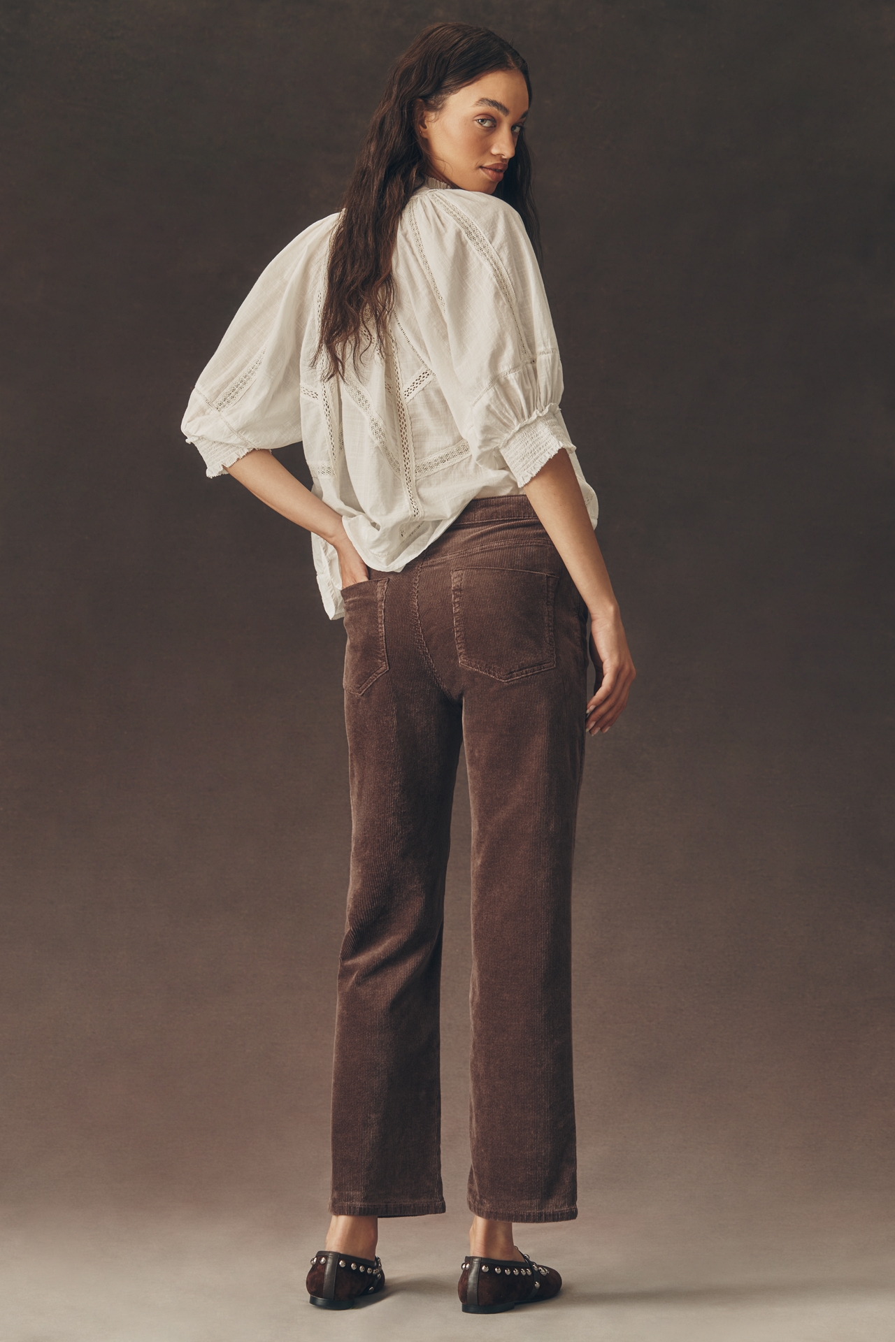 The Annie Corduroy High-Rise Straight-Leg Jeans by Pilcro