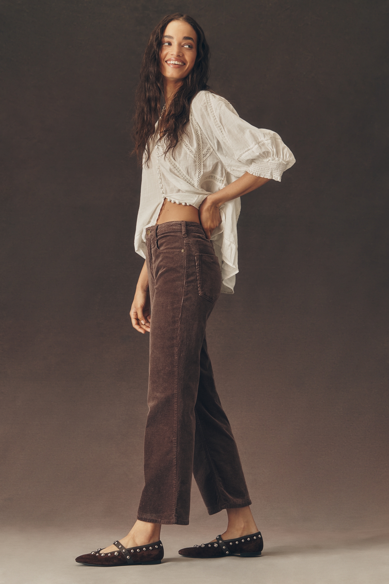 The Annie Corduroy High-Rise Straight-Leg Jeans by Pilcro