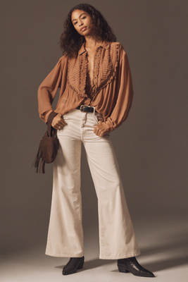Pilcro The Robbie Corduroy High-rise Flare Jeans By  In Sand
