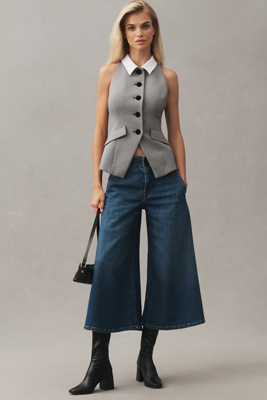 Pilcro High-Rise Crop Wide-Leg Culotte Jeans