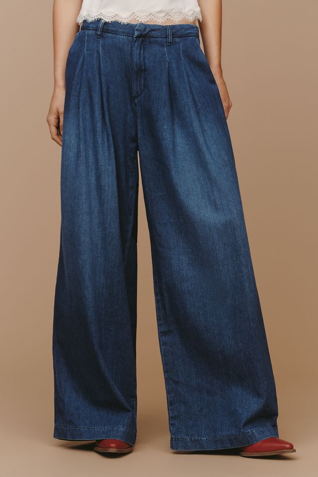 The Avery Elastic-Back Wide-Leg Pleated Trousers by Maeve #1